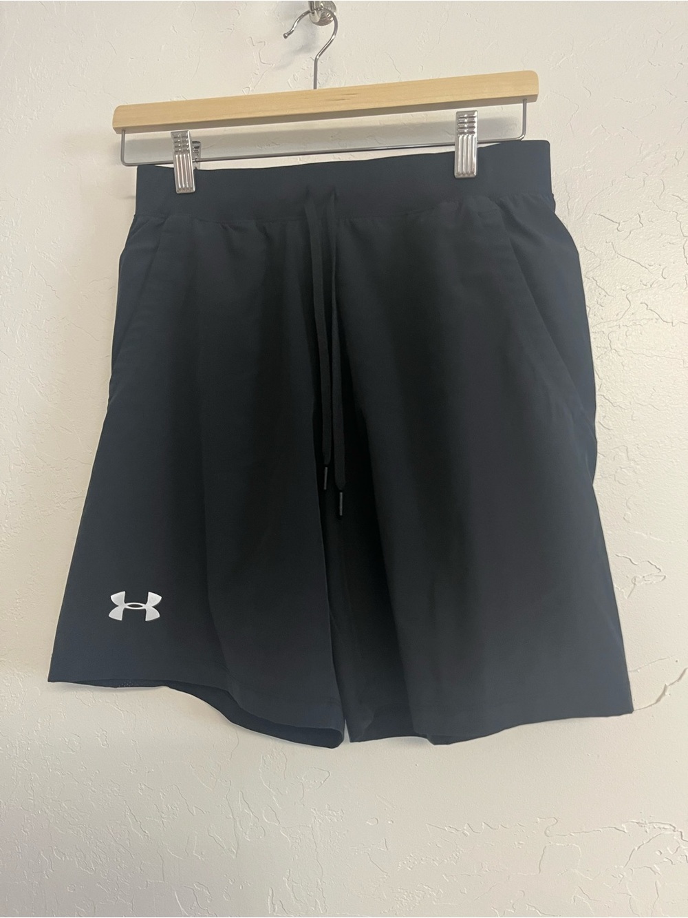 Under Armour Black Men's Athletic Training Shorts with White Logo